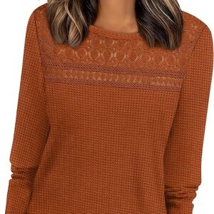 Rust Orange Lace Knit Sweater